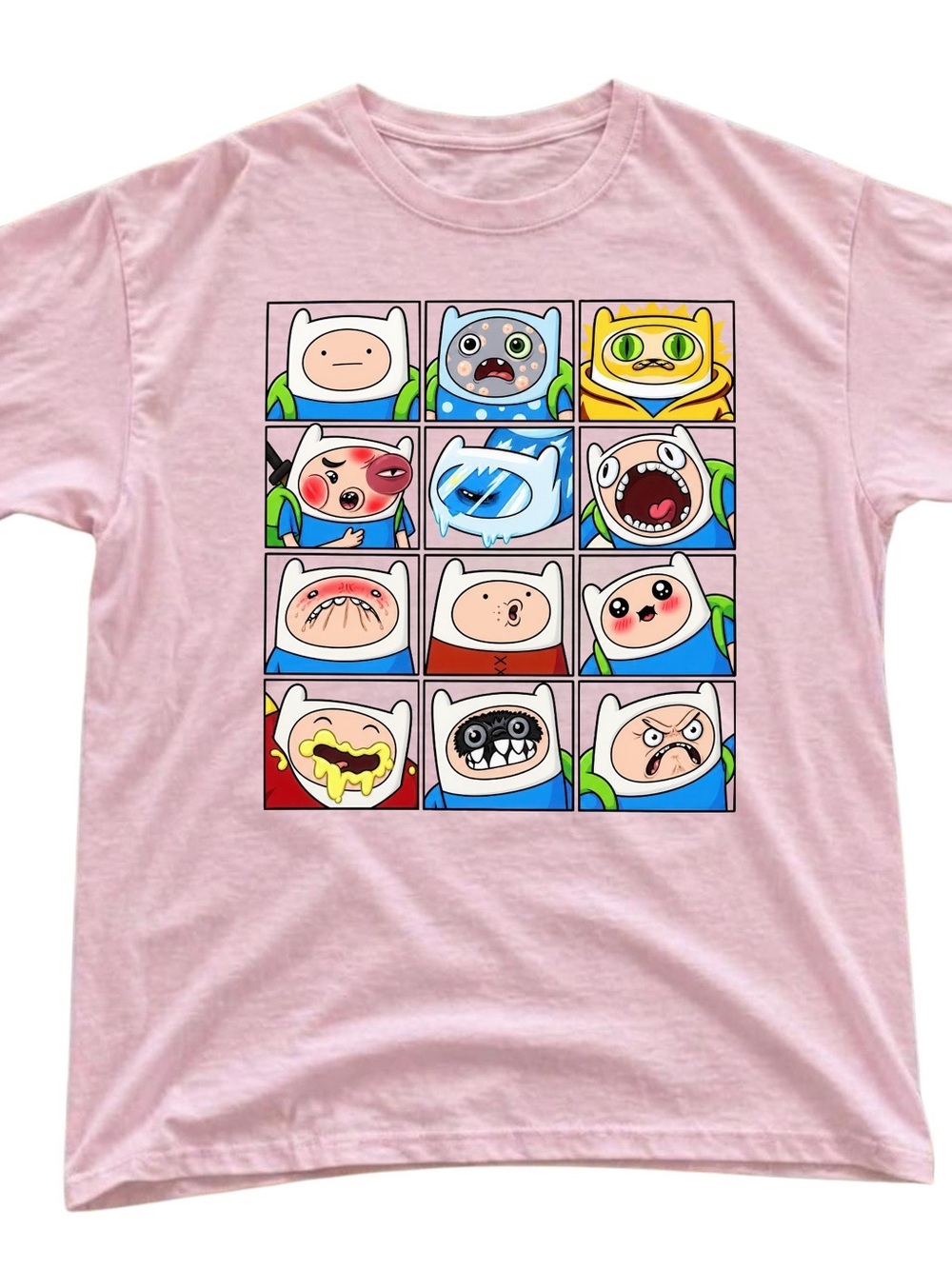 Gildan Light Pink Cartoon Grid Short Sleeve Tee, Gift For Her, For Him